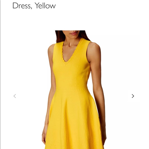 Karen Millen | Dresses | Karen Millen Jacquard Fit And Flare Sleeveless Yellow  Dress Like New | Poshmark